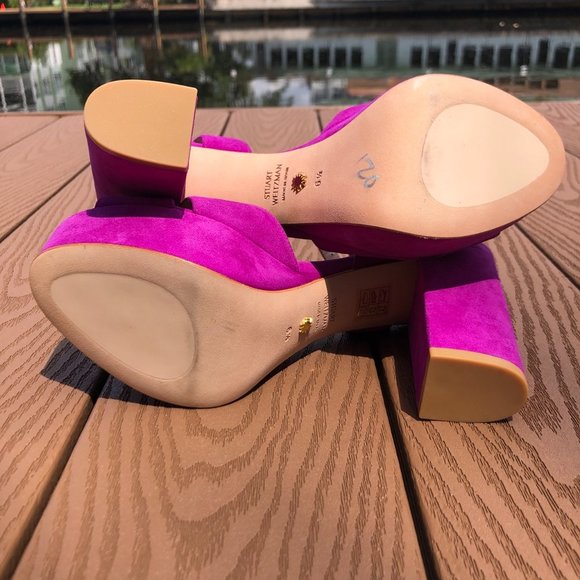 Stuart Weitzman Fuchsia Suede Platform Heel - Picture 7 of 8